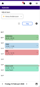 Skolsshema i kalender