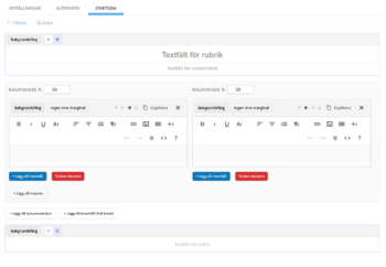 Editering av startsida